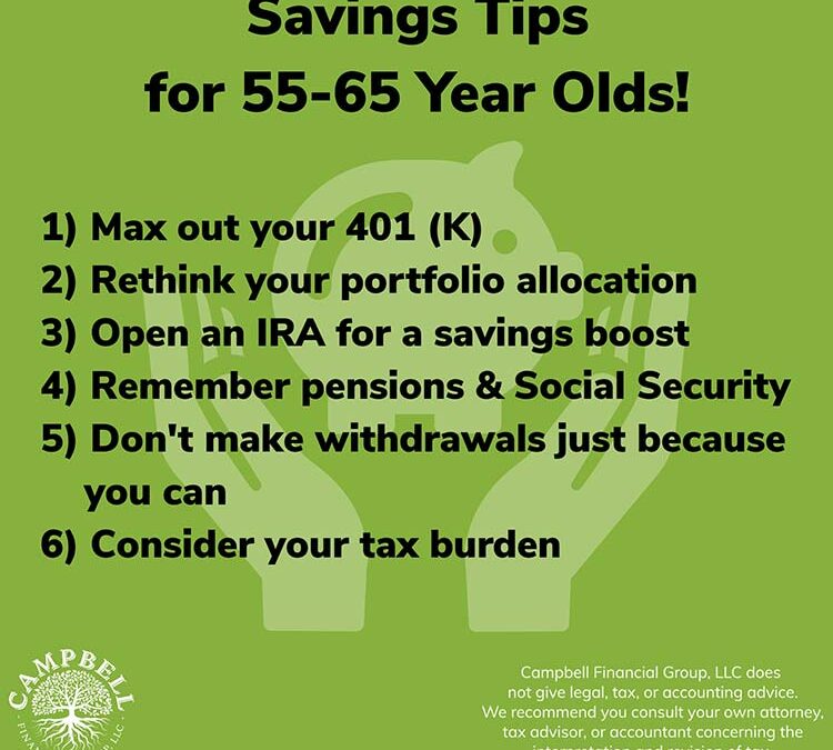 Retirement Savings Tips for 55 to 64 Year Olds